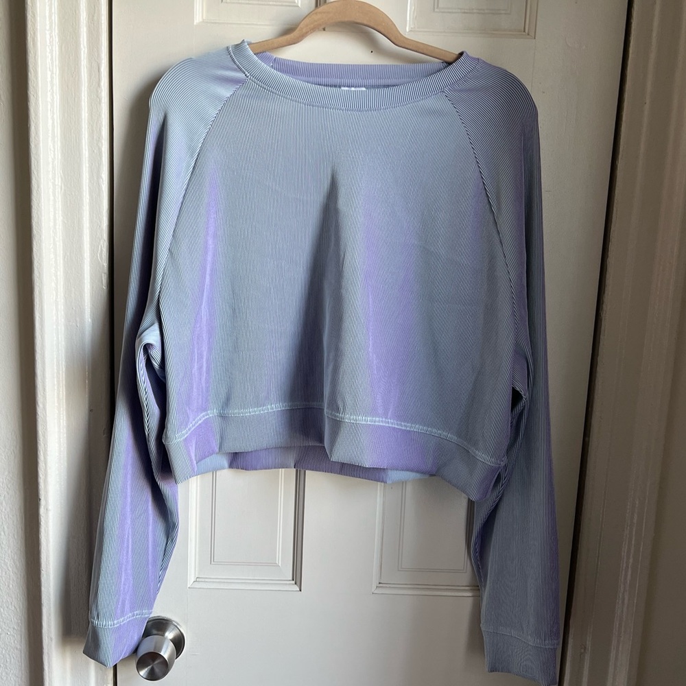 Nylora Cropped Ribbed Iridescent Crewneck Shirt